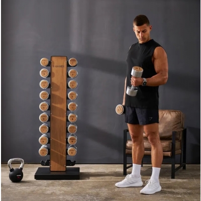 Zestaw hantli drewniano-stalowych 1-10 kg ze stojakiem HAMMER