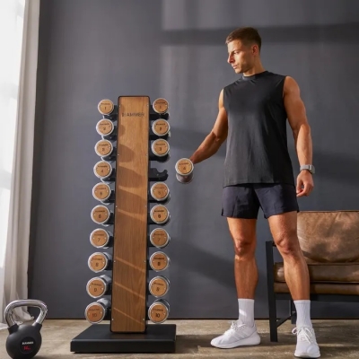 Zestaw hantli drewniano-stalowych 1-10 kg ze stojakiem HAMMER