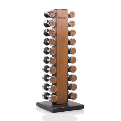 Zestaw hantli drewniano-stalowych 1-10 kg ze stojakiem HAMMER
